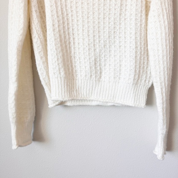 Anthropologie Cream Ruffled Boat Neck Sweater - Picture 5 of 13